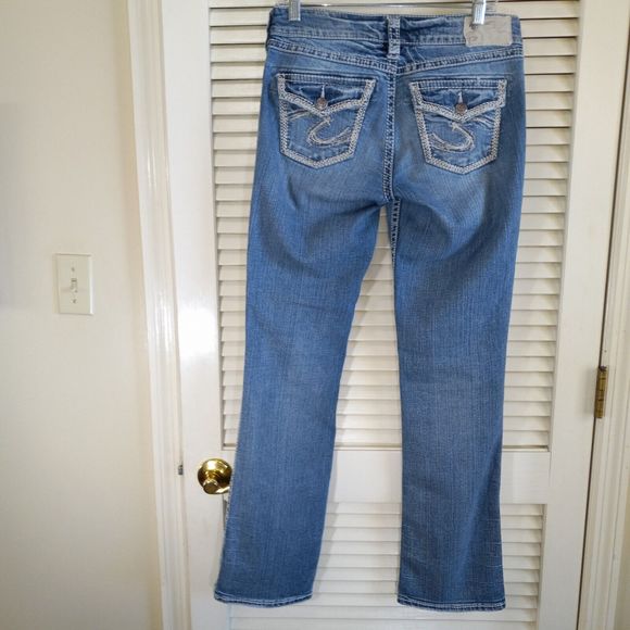 Silver SUKI Flap 17" Jeans Tag Size 29 X 33 (Measures 30 X 33) Pockets Stretch - Picture 4 of 11